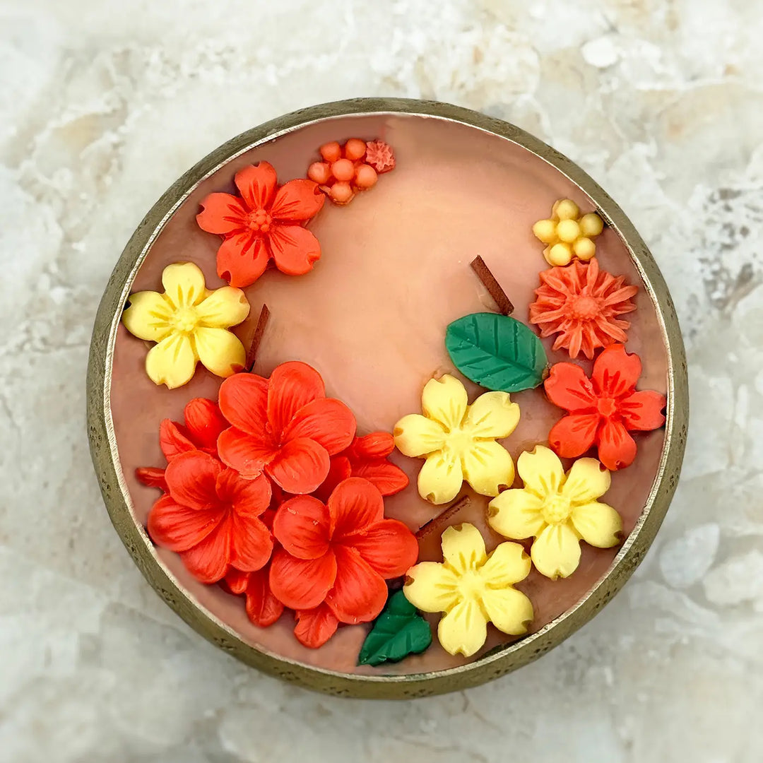 4 Inch | Mogra Scented Handmade Decorative Floral Soy Wax Urli Diya Candle