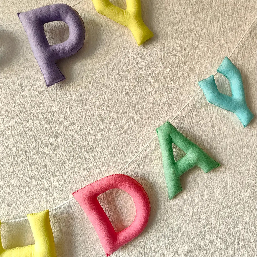 Handmade Joyful Design Felt Happy Birthday Banner