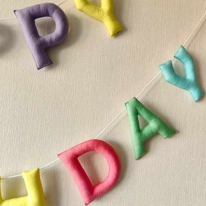Handmade Joyful Design Felt Happy Birthday Banner