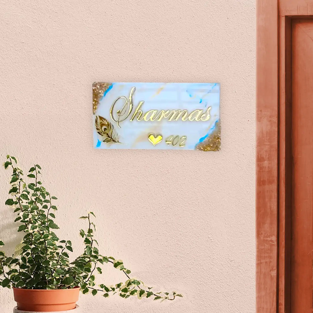 Personalized Feather Theme Rectangle Resin Name Plate