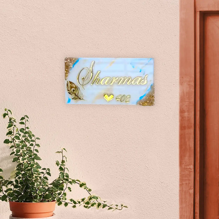 Personalized Feather Theme Rectangle Resin Name Plate