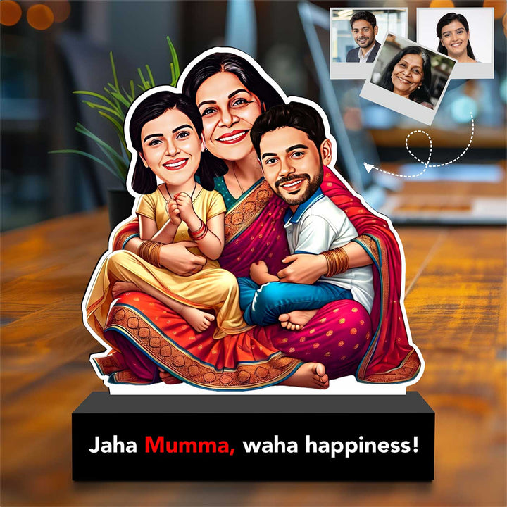 Photo Personalized "Jaha Mumma, Waha Happiness!" MDF Wood Caricature Cutout For Mothers