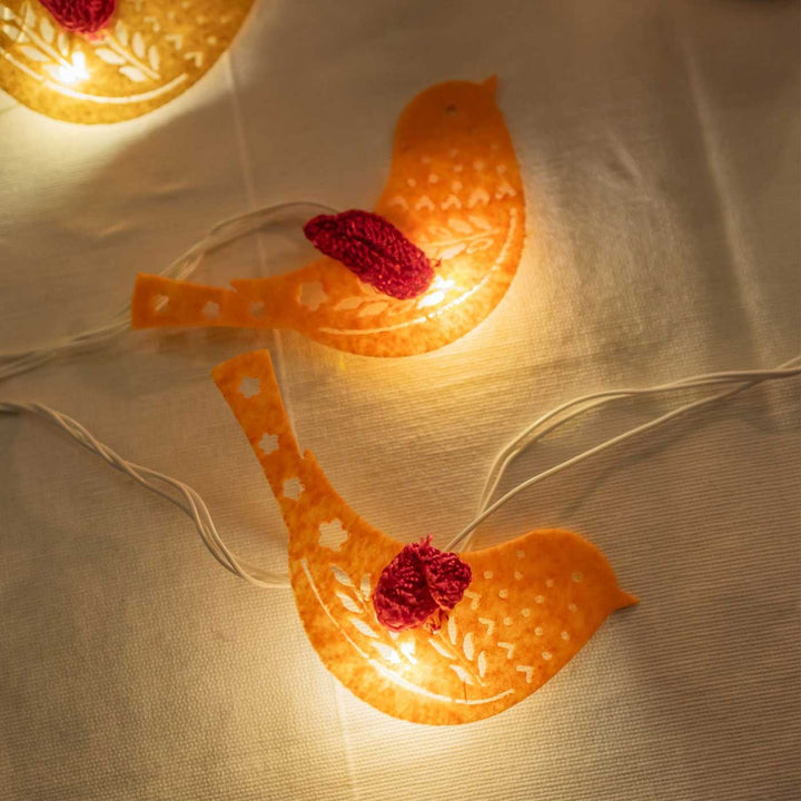 Handmade Crochet Vivid Birds Design Felt Fairy Light