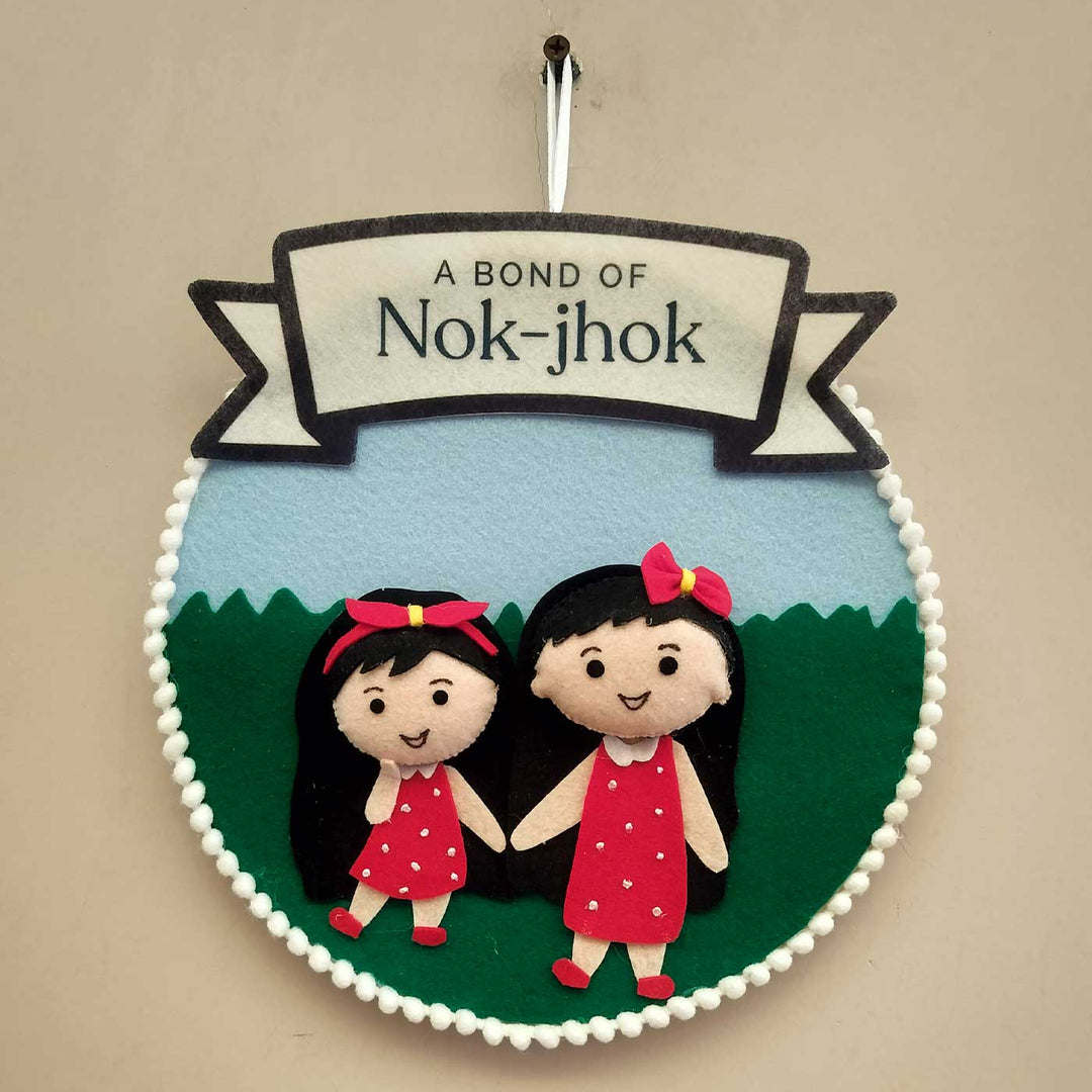 Handmade Love Nok Jhok Theme Felt Decorative Plaque For Sisters