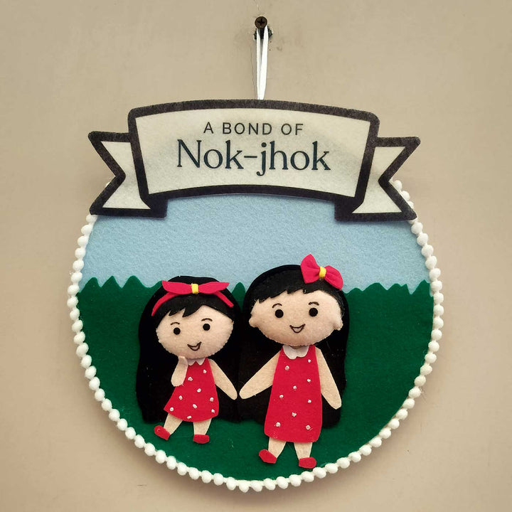 Handmade Love Nok Jhok Theme Felt Decorative Plaque For Sisters