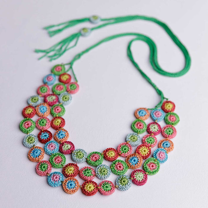 Handmade Crochet Multicolor Mela Layered Necklace