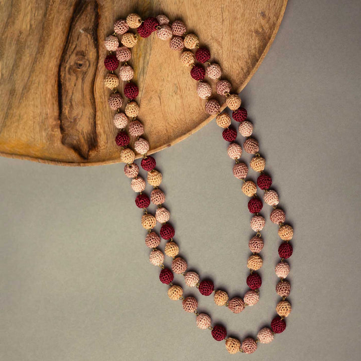 Handmade Crochet Rust Deslight Beaded Necklace