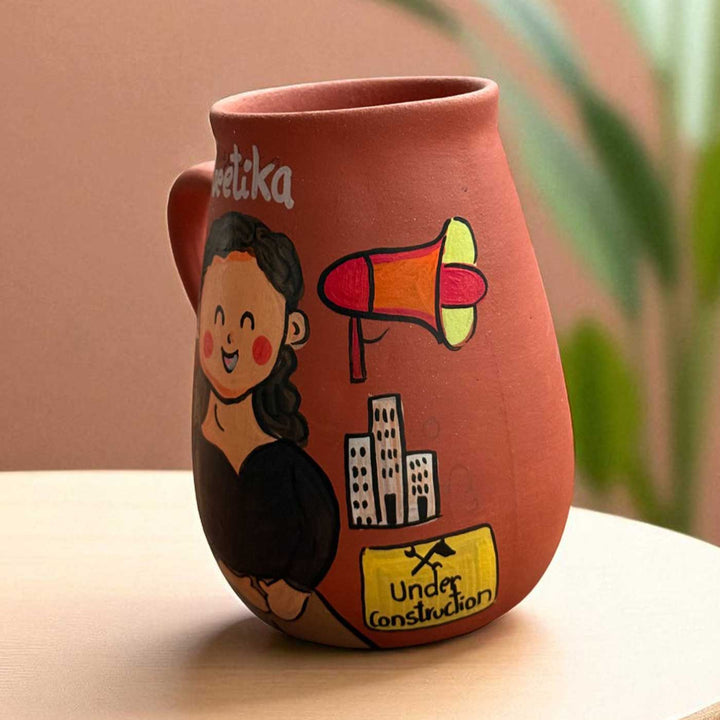 Handpainted Photo Personalized Hobby Theme Clay Mug With Doodles