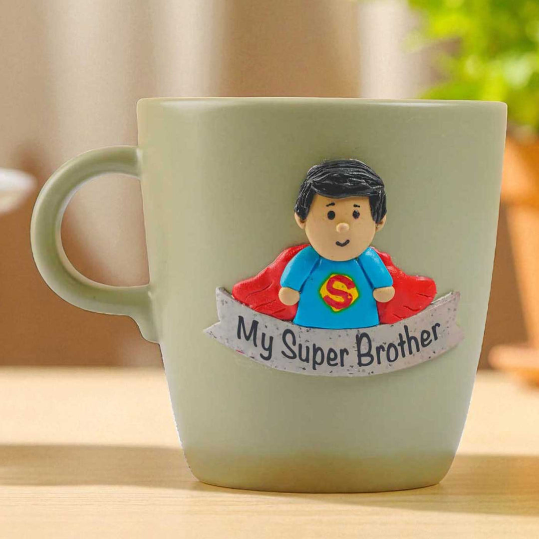 Personalized Handmade Polymer Clay Super Brother Theme Ceramic Mug