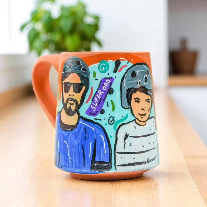 Photo Personalized Hand-Painted Nababi Design Terracotta Mug