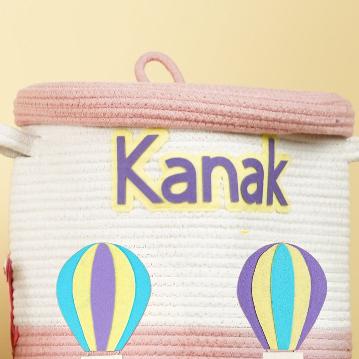 Handmade Personalized Hot Air Balloon Themed Kids Rope Basket