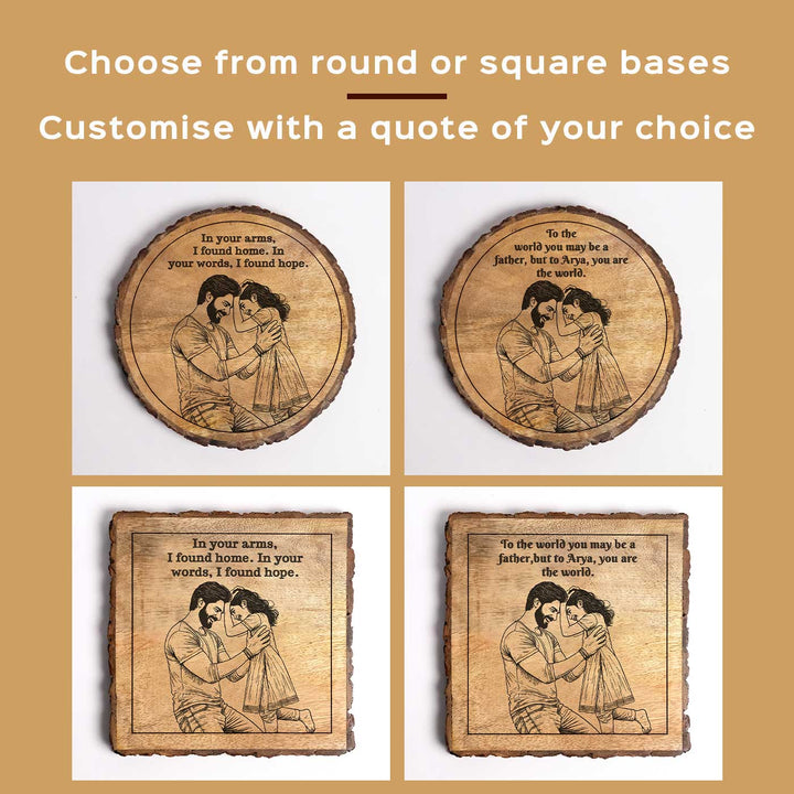 Personalized Hand Carved Engraved Dad And Daughter Theme Wooden Decorative Plaque