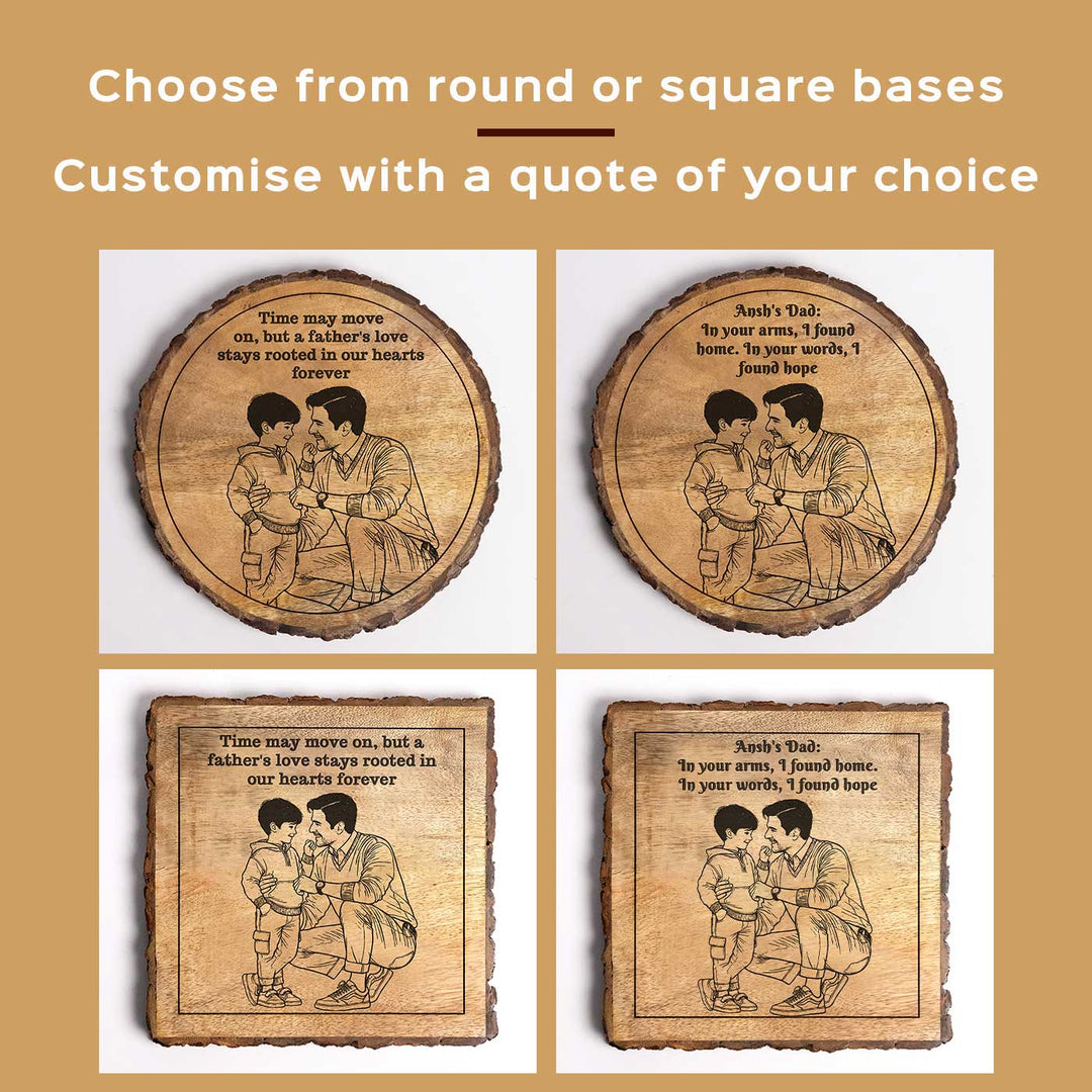 Personalized Hand Carved Engraved Dad And Son Theme Wooden Decorative Plaque