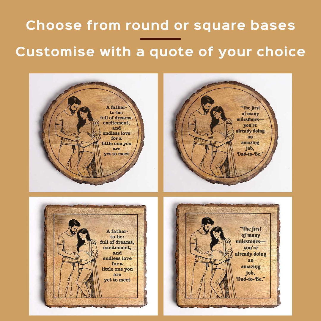 Personalized Hand Carved Engraved Dad To Be Theme Wooden Decorative Plaque