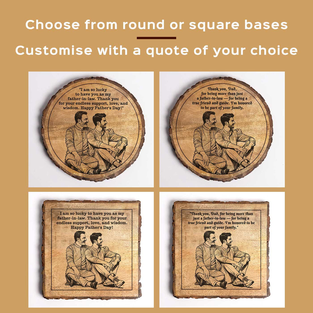 Personalized Hand Carved Engraved Dad And Son Theme Wooden Decorative Plaque