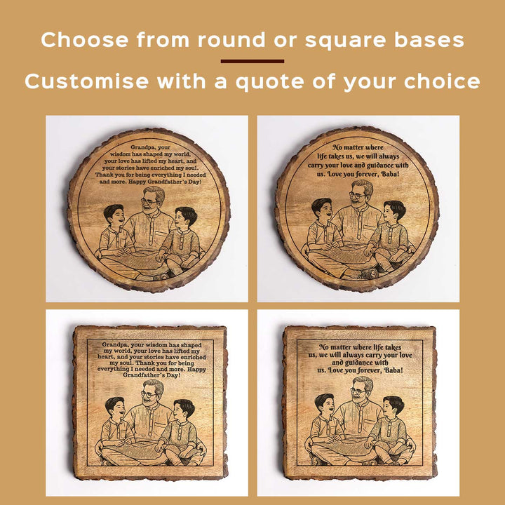Personalized Hand Carved Engraved Grandpa And Kids Theme Wooden Decorative Plaque