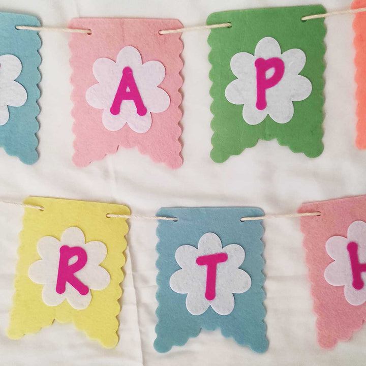 Handmade Unicorn Theme Felt Happy Birthday Banner