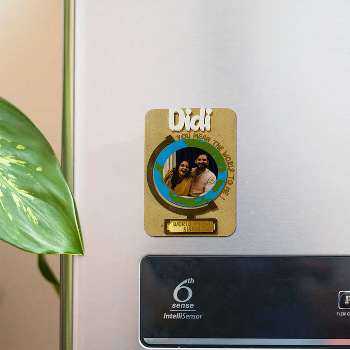 Photo Personalized Handmade World's Best Sister Theme Mdf Wood Fridge Magnet