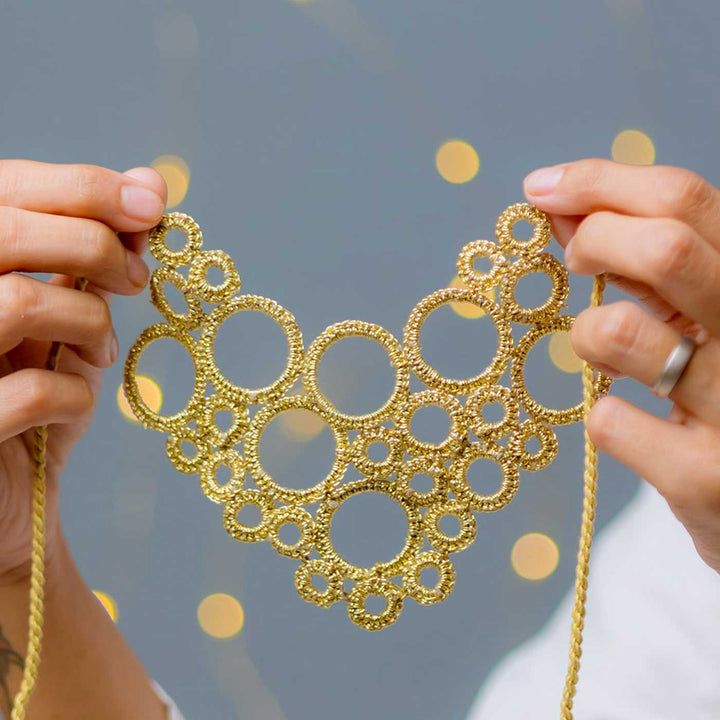 Handmade Crochet Gold Dhara Necklace