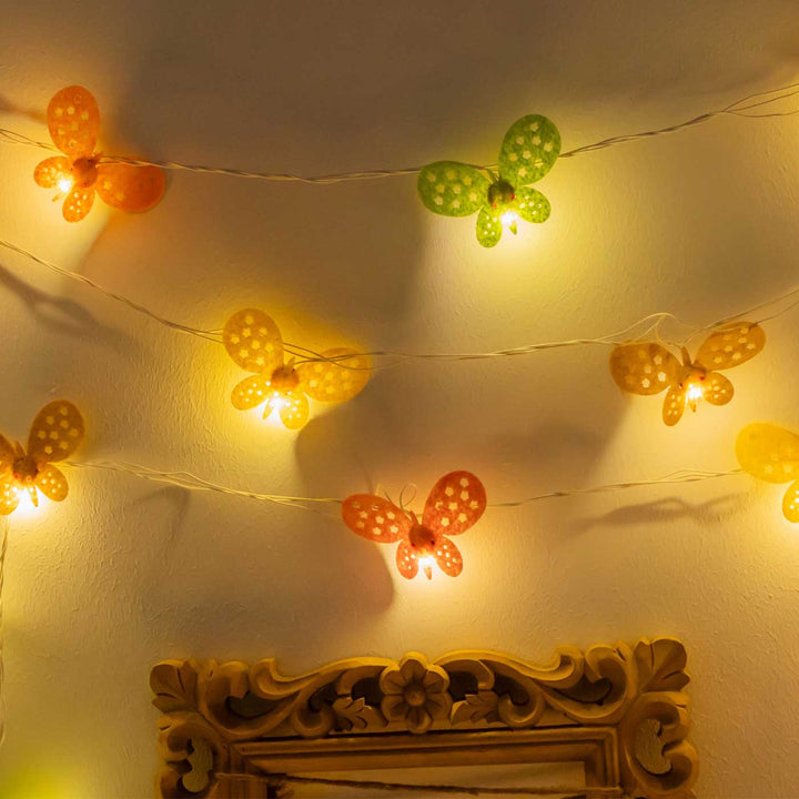 Handmade Crochet Vivid Butterflies Design Felt Fairy Light