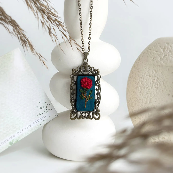 Hand Embroidered Whispered Memory Antique Finish Necklace