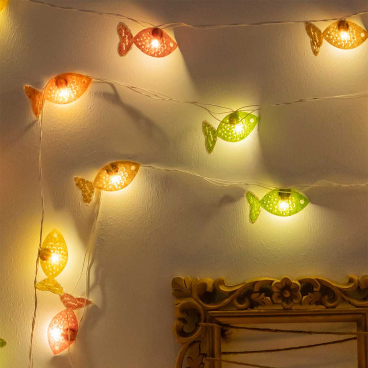 Handmade Crochet Colourful Fishes Design Felt Fairy Light