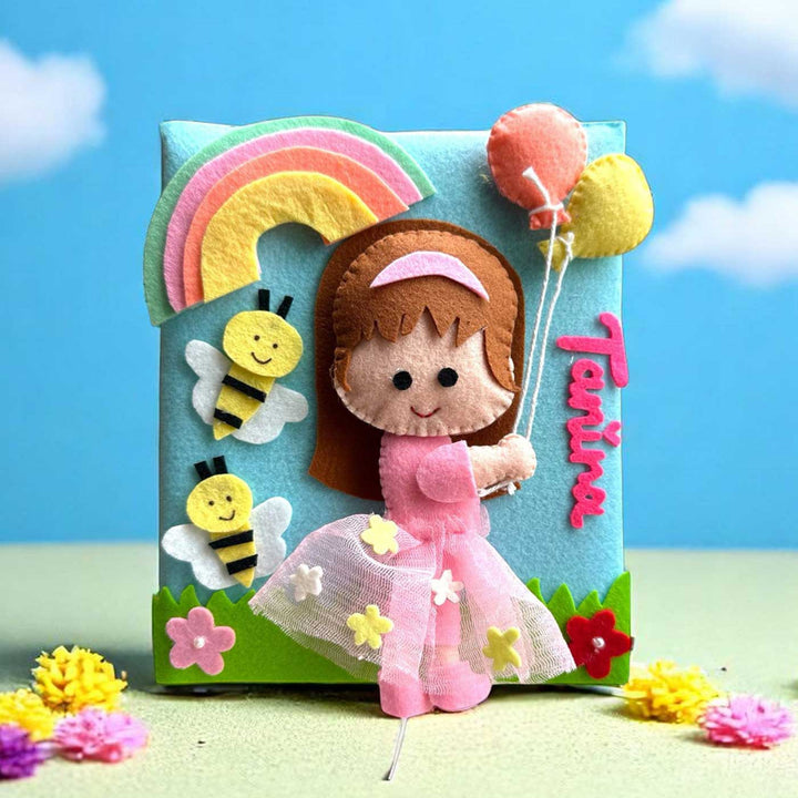 Personalized 3D Girl with Balloons Theme Felt Photo Album For Kids