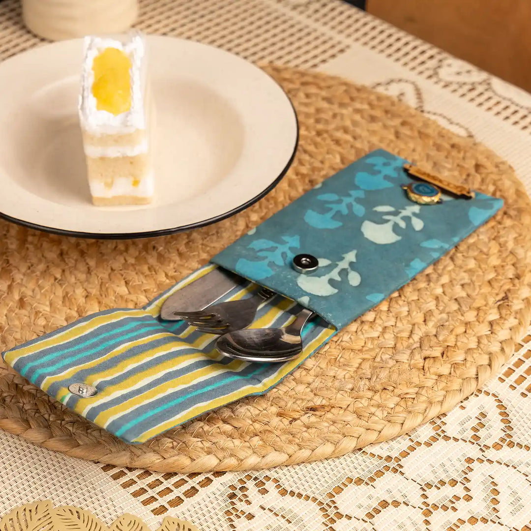 Green Lagoon Multipurpose Cotton Ecofriendly Pen Holder With Agate Accent | 8 x 3.5 inch