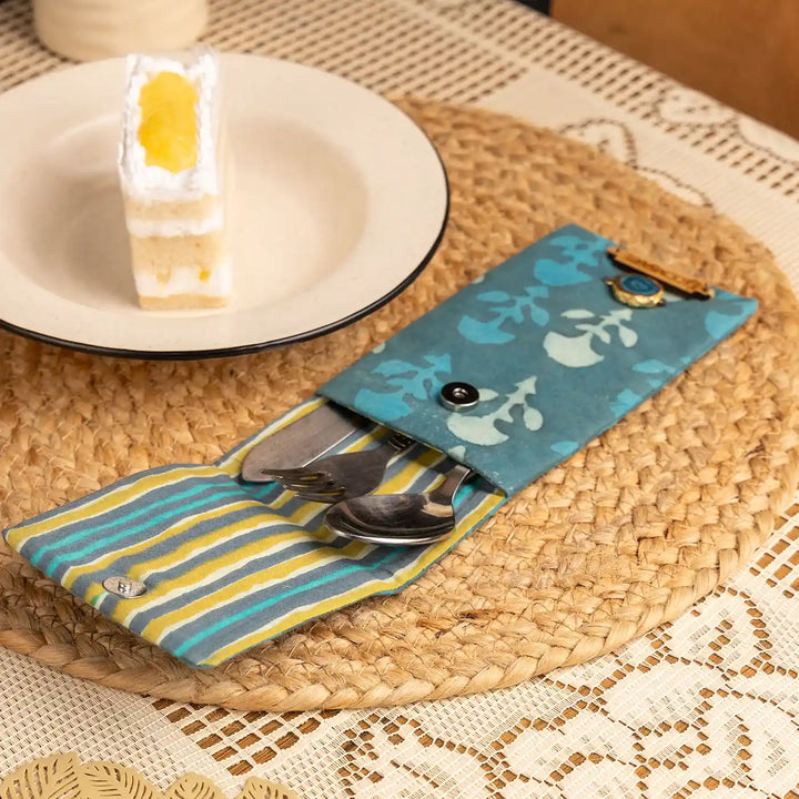 Green Lagoon Multipurpose Cotton Ecofriendly Pen Holder With Agate Accent | 8 x 3.5 inch