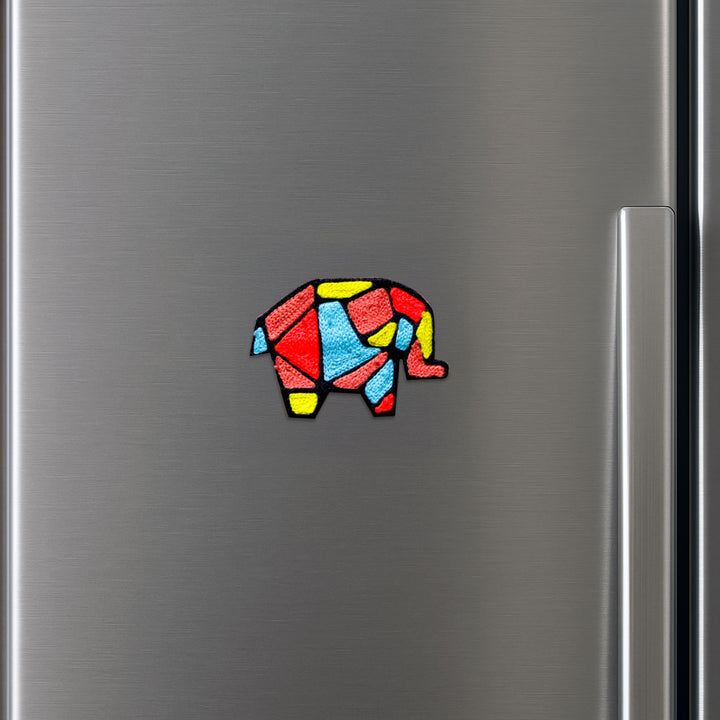 Handmade Reusable Elephant Theme Pom Pom Felt Rakhi For Brother - Mounted on Refrigerator Door