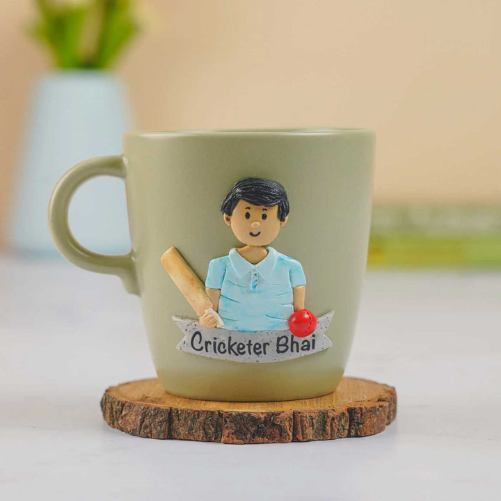 Personalized Handmade Polymer Clay Sports Bro Theme Ceramic Mug