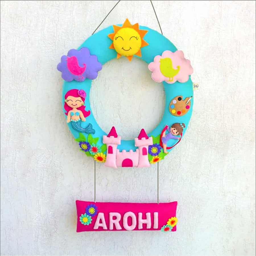 Handmade Personalized Fairy Tale Themed Felt Kids Name Hanging - Hanging with Name Personalization