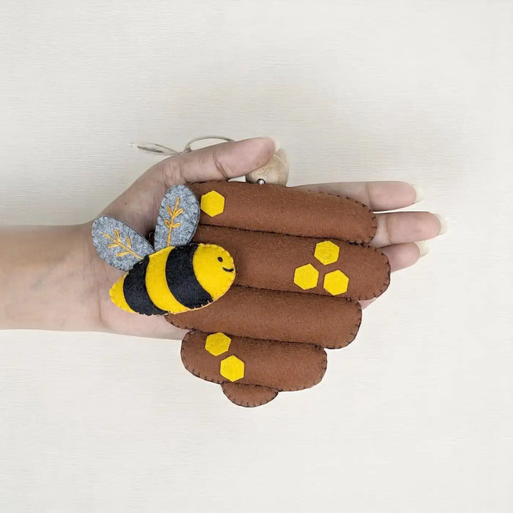 Handmade Beehive With Bee Felt Hanging For Kids