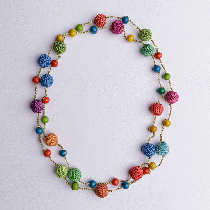 Handmade Crochet Multicolor Large Beads Mela Necklace