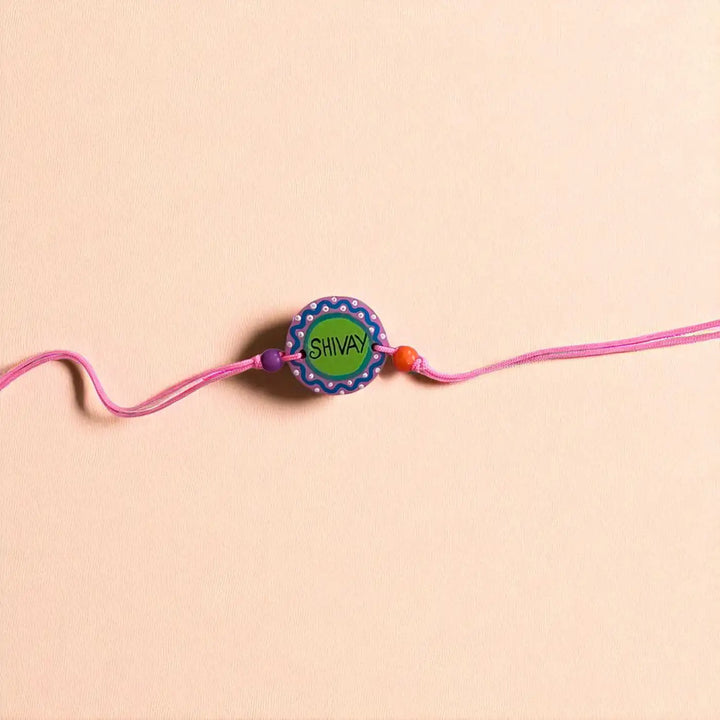 Personalized Hand-Painted Round Minimalist Terracotta Rakhi