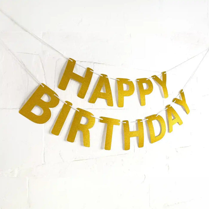 Golden Happy Birthday Theme Paper Bunting