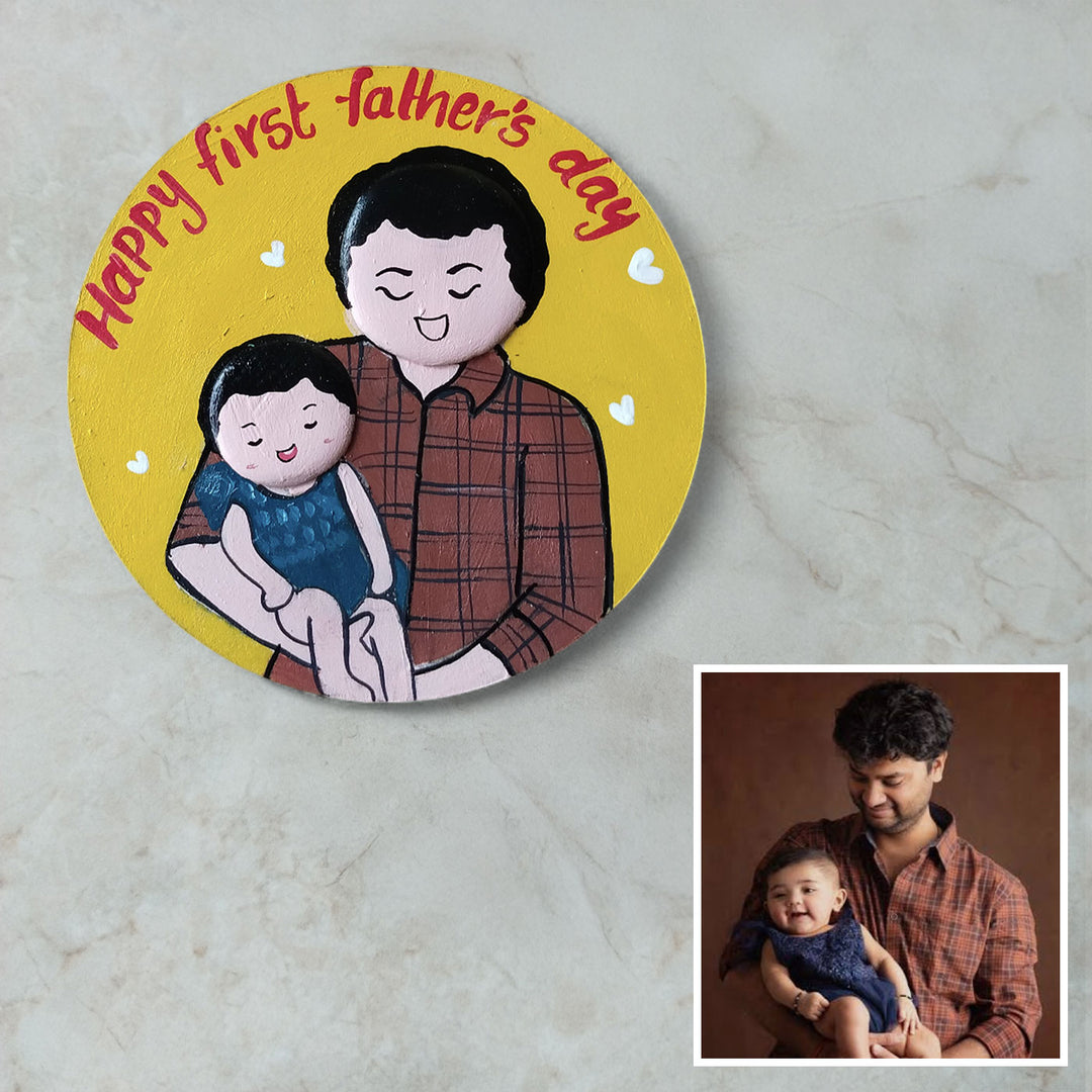 Photo Personalized Hand-Painted First Father'S Day MDF Wood Fridge Magnet