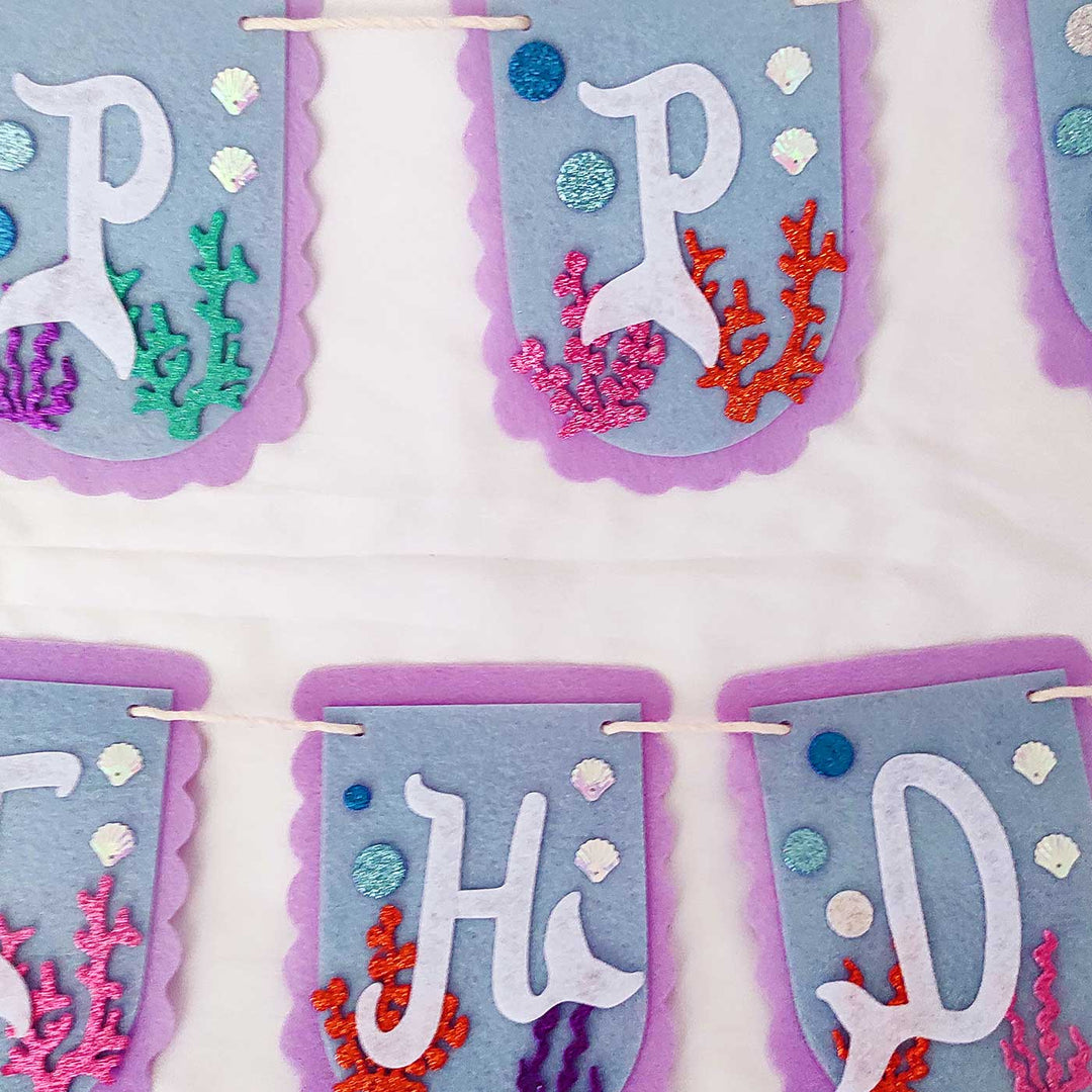 Handmade Mermaid Theme Felt Happy Birthday Banner
