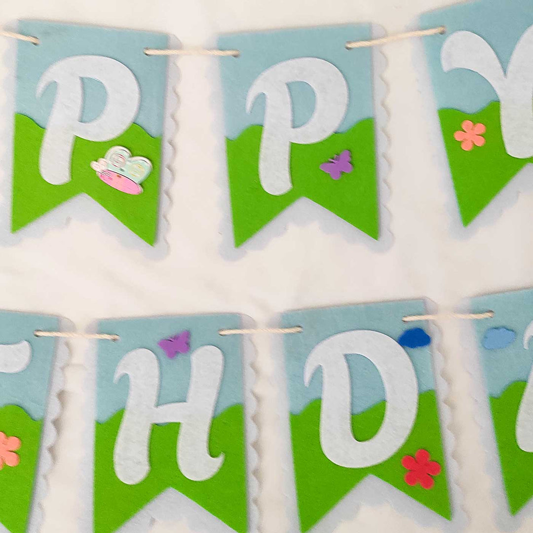 Handmade Peppa Pig Theme Felt Happy Birthday Banner