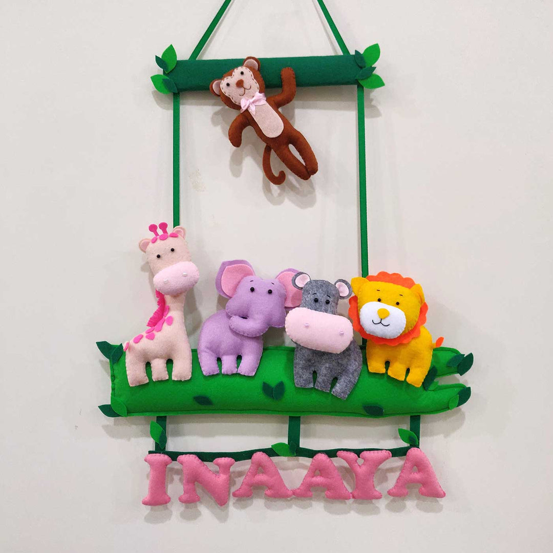Personalized Handmade Jungle Theme Felt Kids Name Plate