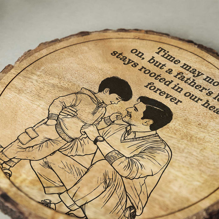 Personalized Hand Carved Engraved Dad And Son Theme Wooden Decorative Plaque