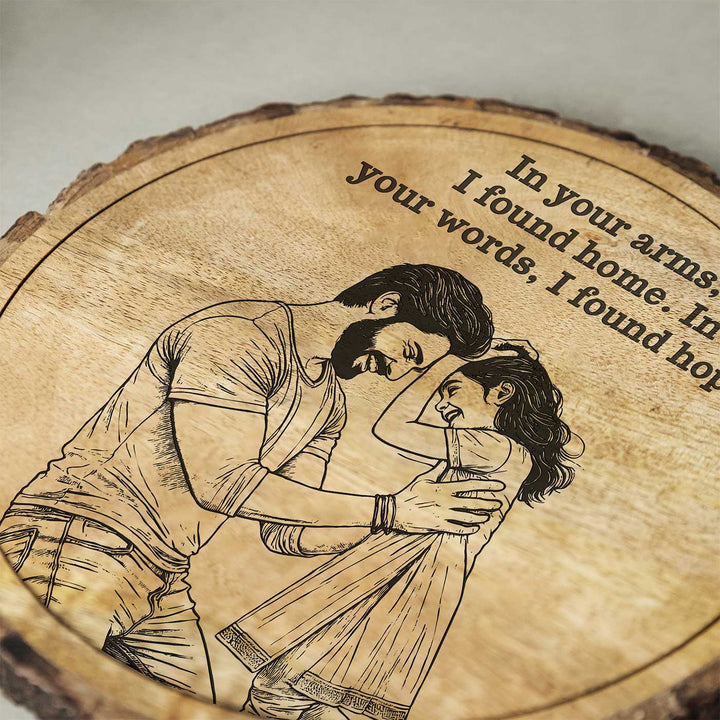 Personalized Hand Carved Engraved Dad And Daughter Theme Wooden Decorative Plaque