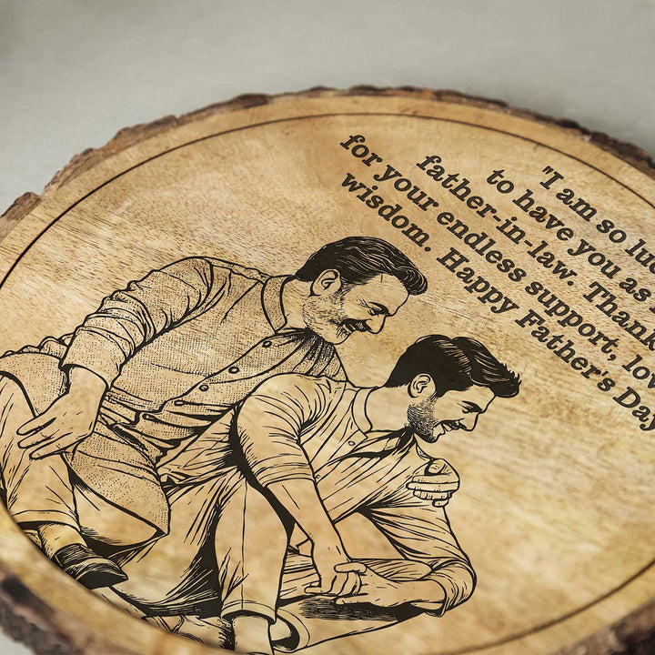 Personalized Hand Carved Engraved Dad And Son Theme Wooden Decorative Plaque