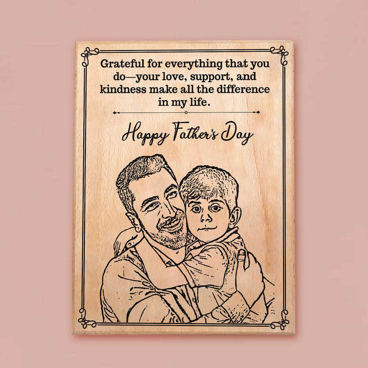 Personalized Hand Carved Engraved Father's Day Theme Wooden Decorative Plaque