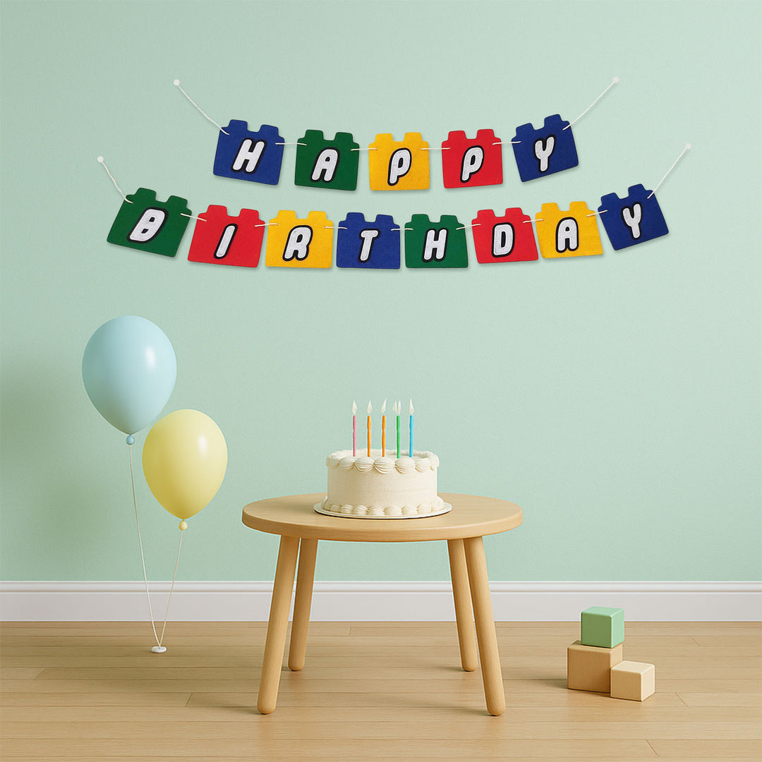 Handmade Lego Theme Felt Happy Birthday Banner