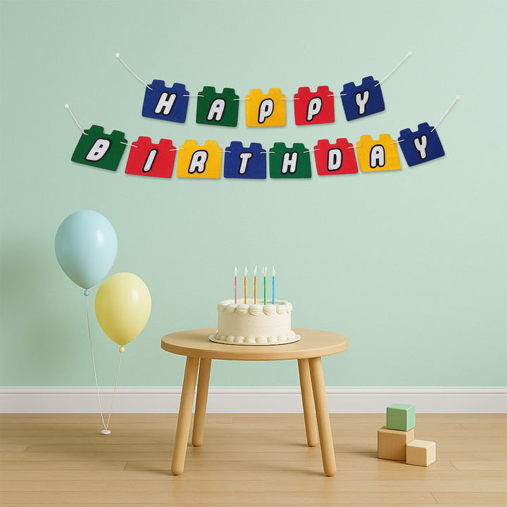 Handmade Lego Theme Felt Happy Birthday Banner