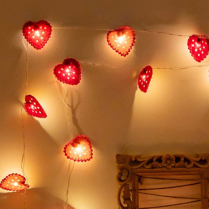 Handmade Crochet Heart Design Felt Fairy Light