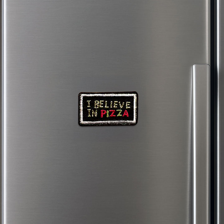 Handmade Reusable I Believe In Pizza Felt Kids Rakhi - Magnet Mounted on Refrigerator Door