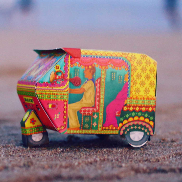 Handmade Printed Bombay Auto Rickshaw Box Paper DIY Kit