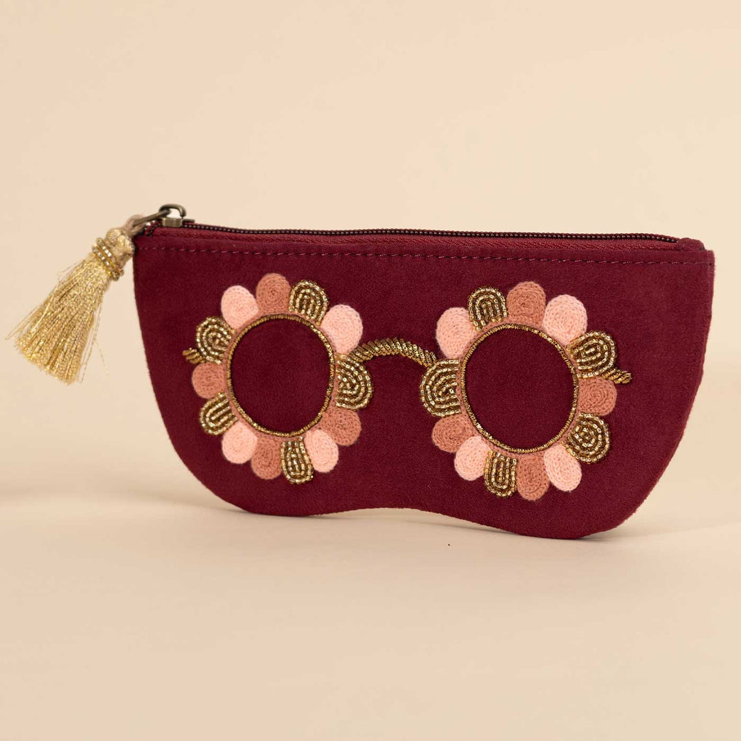 Handmade Embroidered Coolers Design Suede Sunglass Cover